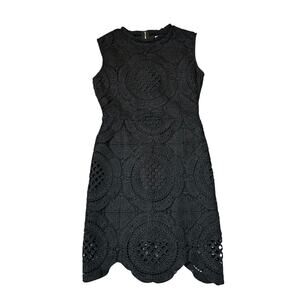 Stella Luce Lace Dress Womens Size S Black Crochet Lined Classic Chic Sheath